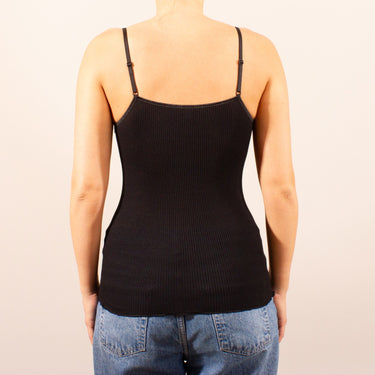 Balzina Leavers wool/silk spaghetti top lace trim