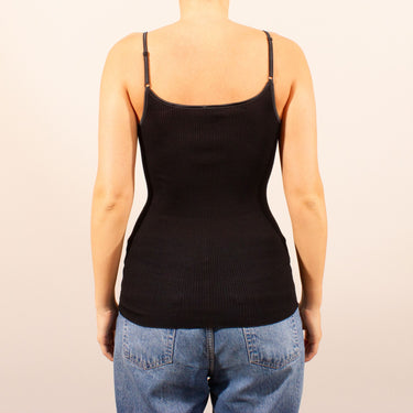 Costina rib wool/silk spaghetti top satin edge