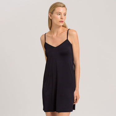 Hanro Satin Deluxe viscose kort underkjole black Sort 1