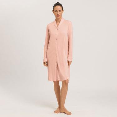Hanro Natural Comfort natkjole langt ærme 100 cm blush Lyserød 1