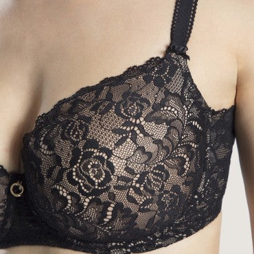 Aubade Rosessence vatteret bh halv skål balconet black Sort 2