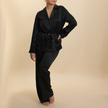 Marjolaine Soie Unie pyjamassĂŠt silke black Sort 1