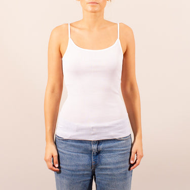 Filoscozia spaghetti top bomuld rib satin kant