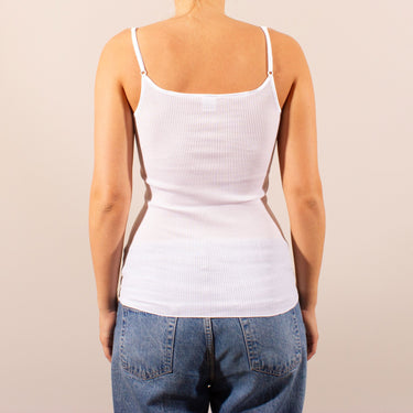 Filoscozia spaghetti top bomuld rib satin kant
