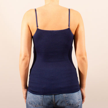 Balzina Leavers wool/silk spaghetti top lace trim