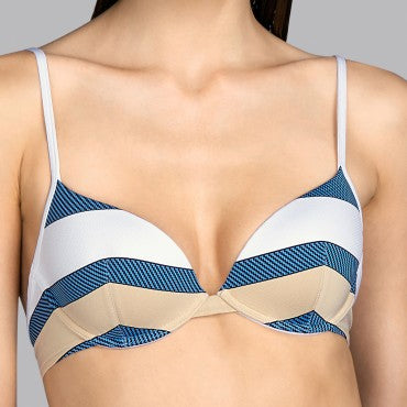 Andres Sarda Pop bikinitop med bøjle vatteret sky blå hvid striber 1