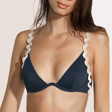 Andres Sarda Drew bikinitop med bøjle dybt V navy blue Blå 6