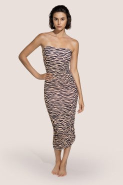 Andres Sarda FRANCES strandtøj lang kjole wild sort dyreprint zebraprint 2