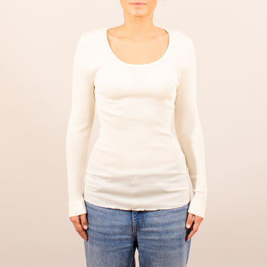 Costina rib wool/silk T-Shirt satin edge l/s