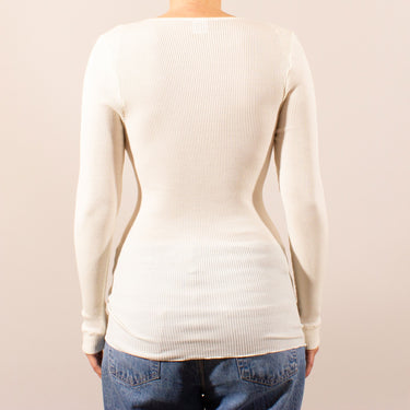 Costina rib wool/silk T-Shirt satin edge l/s