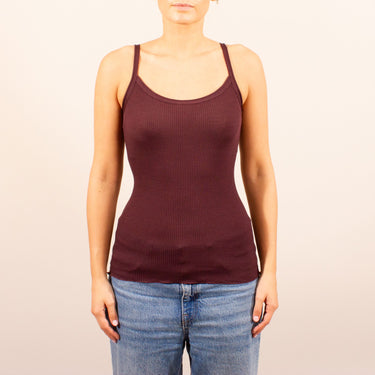 Lana Seta spaghetti top uld/silke rib
