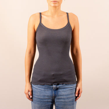 Lana Seta spaghetti top uld/silke rib