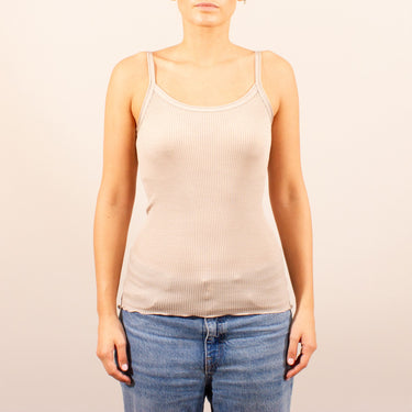 Lana Seta spaghetti top uld/silke rib