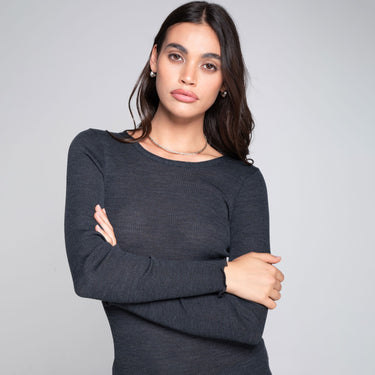 Costina rib wool/silk T-Shirt round neck PHOTO
