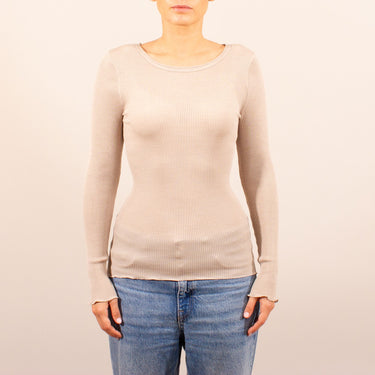 Lana Seta T-Shirt rund hals uld/silke rib