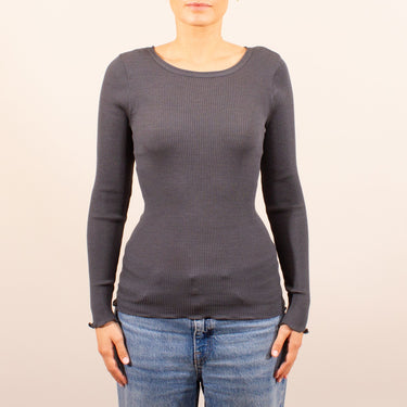 Lana Seta T-Shirt rund hals uld/silke rib