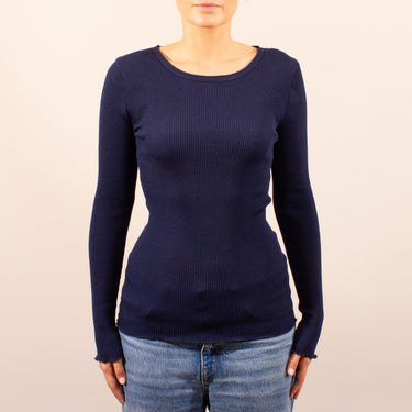Lana Seta T-Shirt rund hals uld/silke rib