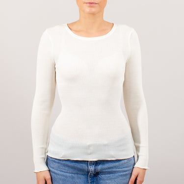 Lana Seta T-Shirt rund hals uld/silke rib