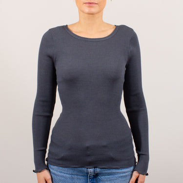 Lana Seta T-Shirt rund hals uld/silke rib