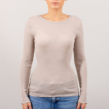 Lana Seta T-Shirt rund hals uld/silke rib