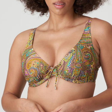 PrimaDonna Swim Sakarun bikinitop vatteret med bøjle dybt V sunny paisley gul paisley 2