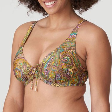 PrimaDonna Swim Sakarun bikinitop vatteret med bøjle dybt V sunny paisley gul paisley 3