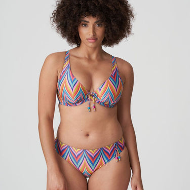 PrimaDonna Swim KEA bikinitop med bøjle vatteret dybt V rainbow pink gul zigzag 1