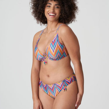 PrimaDonna Swim KEA bikinitop med bøjle vatteret dybt V rainbow pink gul zigzag 3