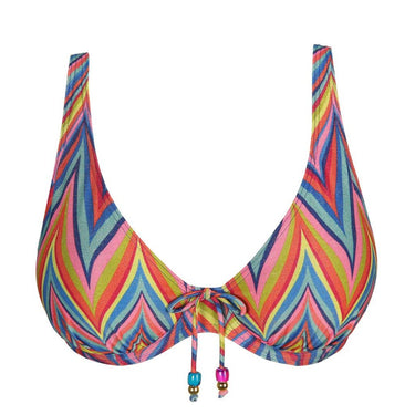 PrimaDonna Swim KEA bikinitop med bøjle vatteret dybt V rainbow pink gul zigzag 5