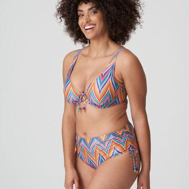 PrimaDonna Swim KEA bikinitrusse høj med bånd rainbow pink gul zigzag 1