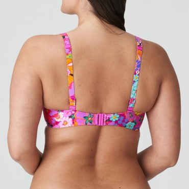 PrimaDonna Swim Najac halvt vatteret bikinitop dybt V floral explosion pink blomster print 4