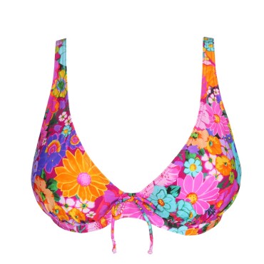 PrimaDonna Swim Najac halvt vatteret bikinitop dybt V floral explosion pink blomster print 10