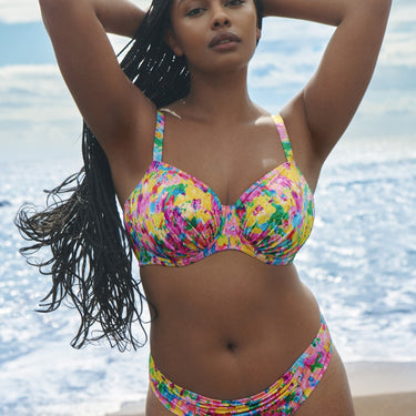 PrimaDonna Swim Ubud bikinitop med bøjle fuld skål sun glow Blomster print gul pink 7