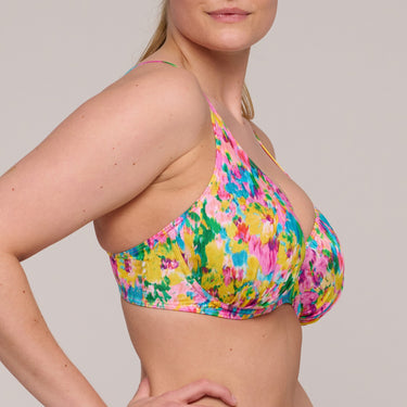 PrimaDonna Swim Ubud bikinitop med bøjle vatteret dybt V sun glow Blomster print gul pink 3