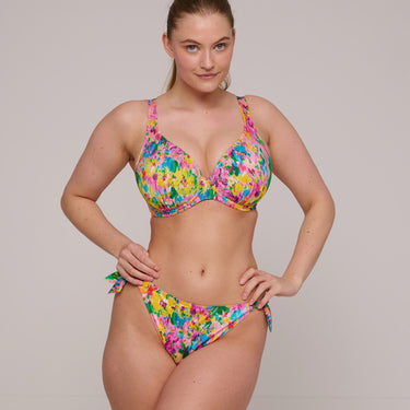 PrimaDonna Swim Ubud bikinitop med bøjle vatteret dybt V sun glow Blomster print gul pink 6