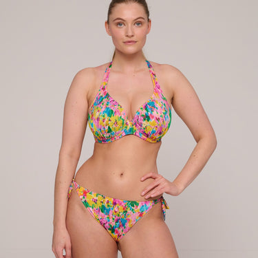 PrimaDonna Swim Ubud bikinitop med bøjle vatteret dybt V sun glow Blomster print gul pink 7