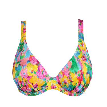 PrimaDonna Swim Ubud bikinitop med bøjle vatteret dybt V sun glow Blomster print gul pink 22