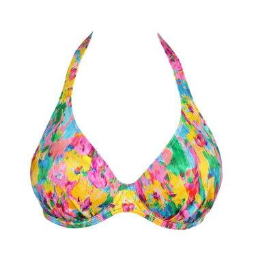 PrimaDonna Swim Ubud bikinitop med bøjle vatteret dybt V sun glow Blomster print gul pink 23