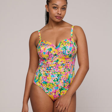 PrimaDonna Swim Ubud badedragt let shaping sun glow Blomster print gul pink 4