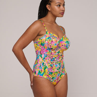 PrimaDonna Swim Ubud badedragt let shaping sun glow Blomster print gul pink 5