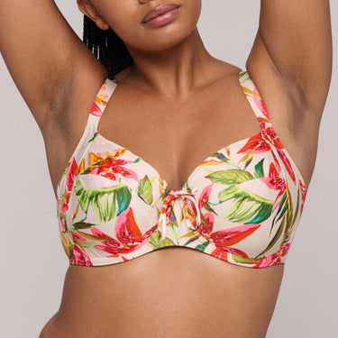 PrimaDonna Swim Tanzania bikinitop med bøjle fuld skål calm tropics hvid blomster print 1