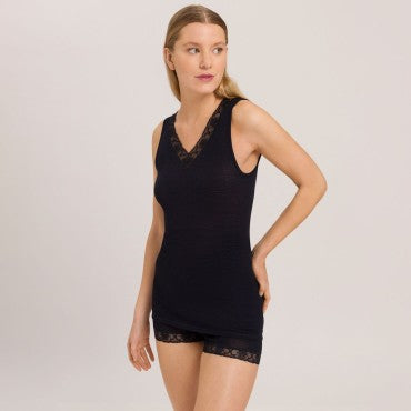 Hanro Woolen Lace tank top black Sort 1