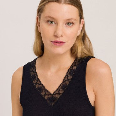 Hanro Woolen Lace tank top black Sort 3