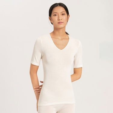 Hanro Woolen Silk T-shirt kort ærme cygne Hvid 4