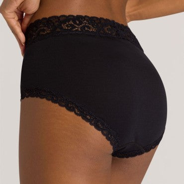 Hanro Moments høj talje trusse med blondekanter black Sort 2