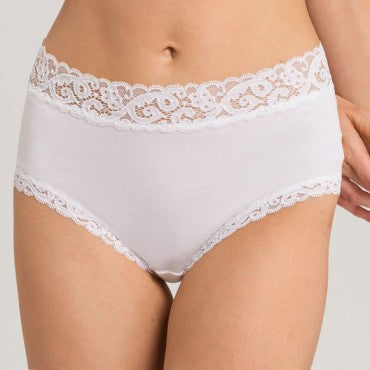 Hanro Moments høj talje trusse med blondekanter white Hvid 1