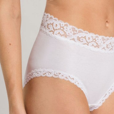 Hanro Moments høj talje trusse med blondekanter white Hvid 2
