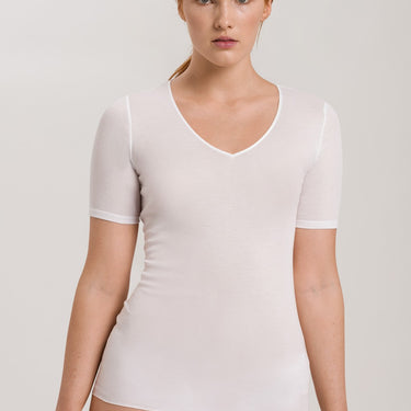 Cotton Seamless T-Shirt kort ærme V-hals