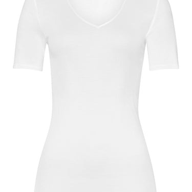 Hanro Cotton Seamless T-Shirt kort ærme V-hals white Hvid 5