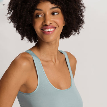 Hanro Cotton Seamless tank top bomuld tourmaline bl BlĂĄ 1